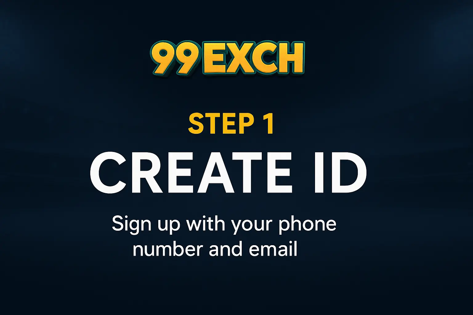 99Exch Step 1 – Create your ID 2025 showing signup mobile screen and logo