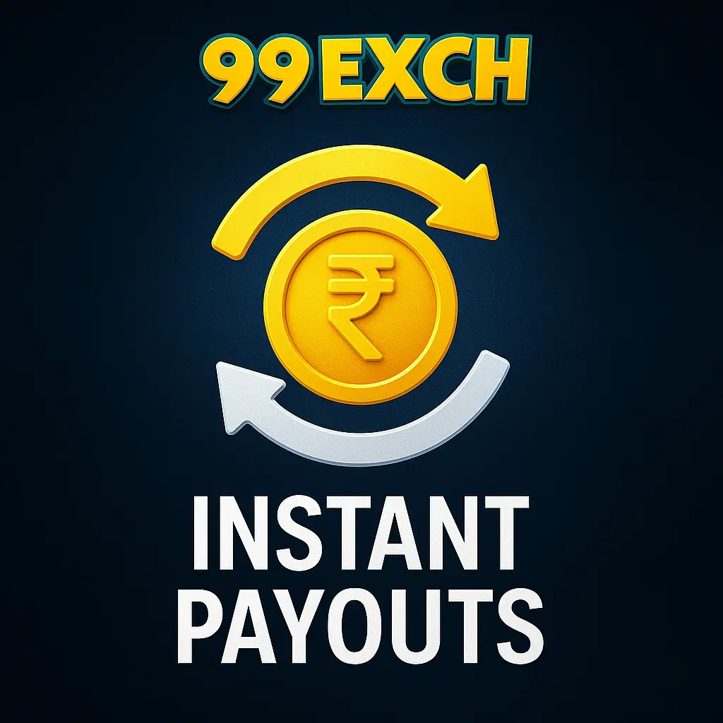 99Exch instant payouts 2025 showing rupee coin and arrows symbol