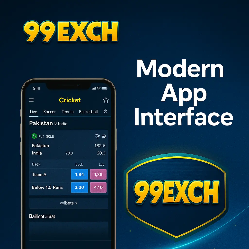 99Exch modern app interface 2025 with live cricket exchange odds