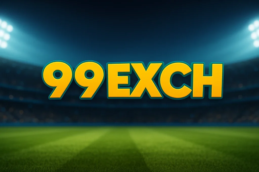 99Exch logo on a cricket stadium background for live sports section
