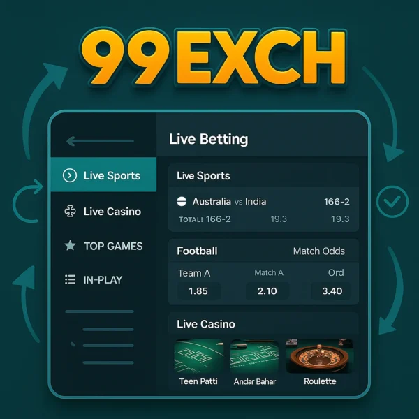 99Exch Live interface showing navigation menu and platform layout