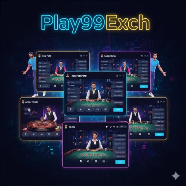 Play99Exch live casino games including Teen Patti, Roulette, Blackjack and Andar Bahar