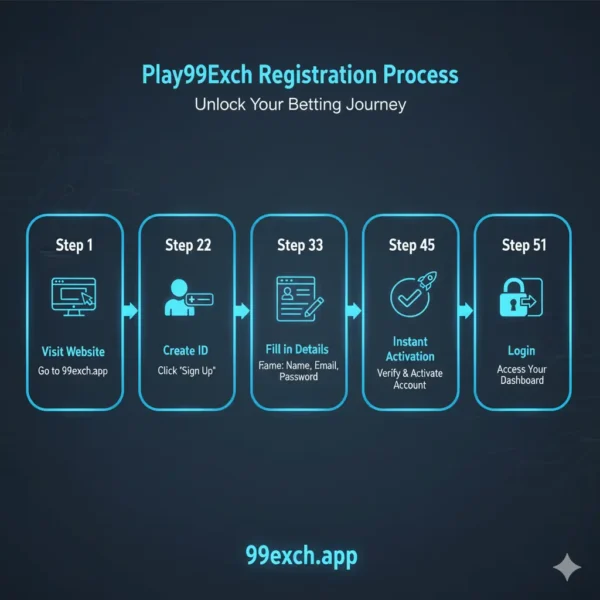 Play99Exch registration process step-by-step infographic