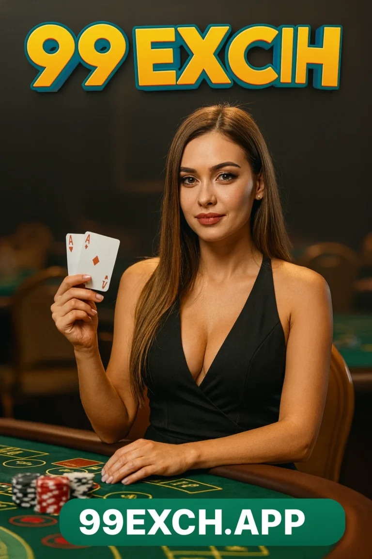 99Exchange app casino table image showing player holding cards with 99exch.app branding