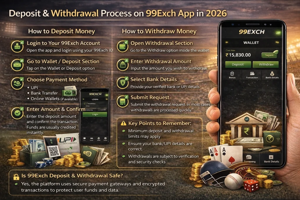 Deposit and withdrawal process on 99Exch app in 2026 step by step