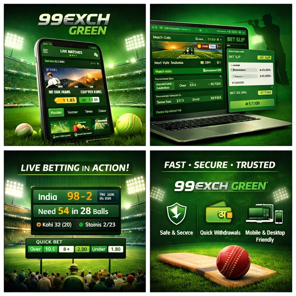 99Exch Green online cricket betting platform with clean green interface, live match odds, and fast betting dashboard