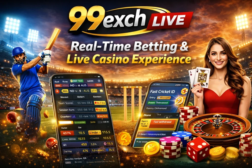 99exch Live real-time cricket betting, live casino games, fast Cricket ID and instant withdrawal introduction banner