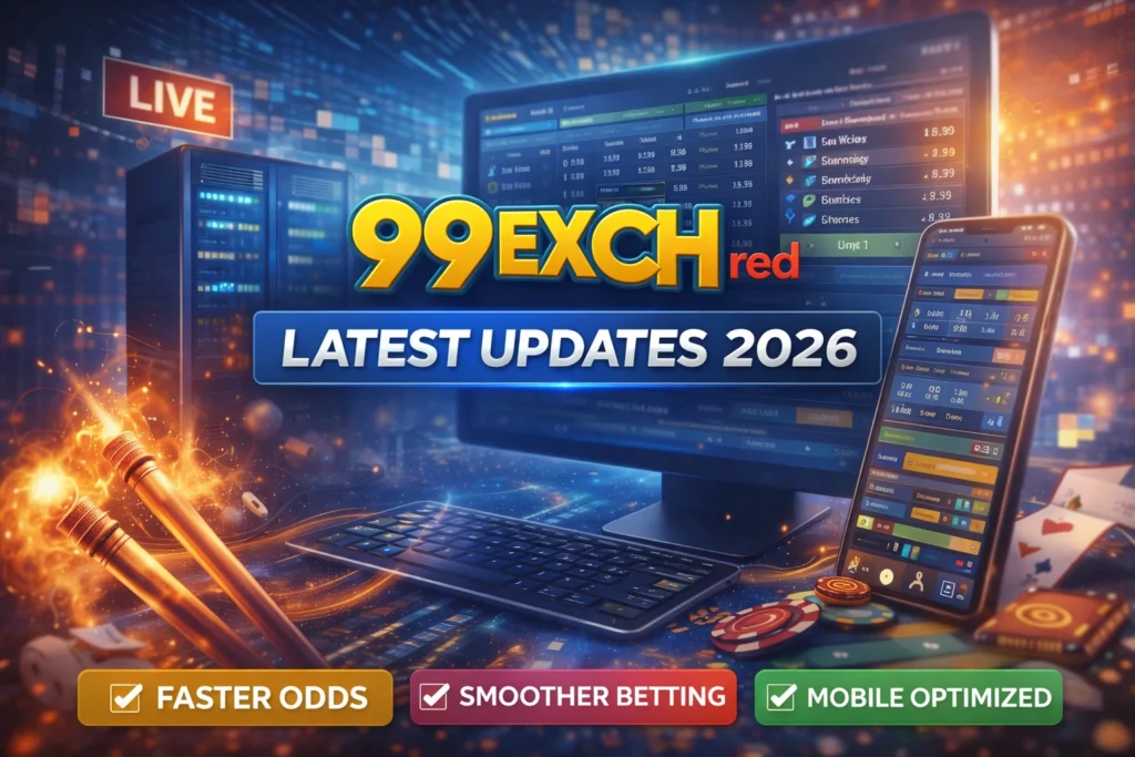 99exch.red latest updates image showing faster odds, smoother betting and mobile optimized platform in 2026