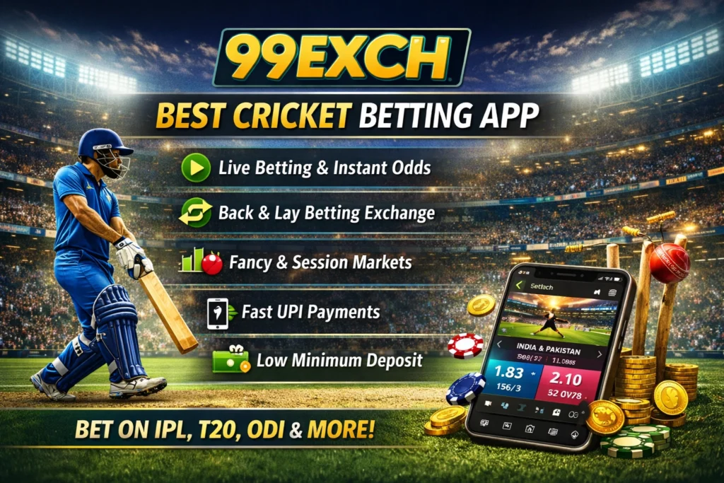 Best cricket betting app in India 99EXCH with live betting and instant odds
