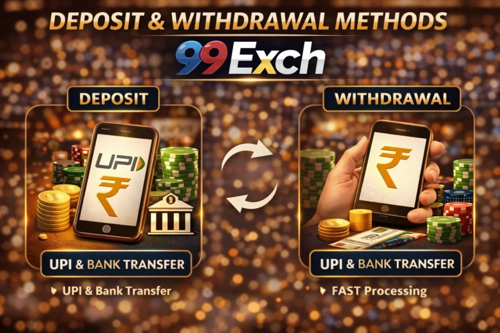 99Exch deposit and withdrawal methods using UPI and bank transfer