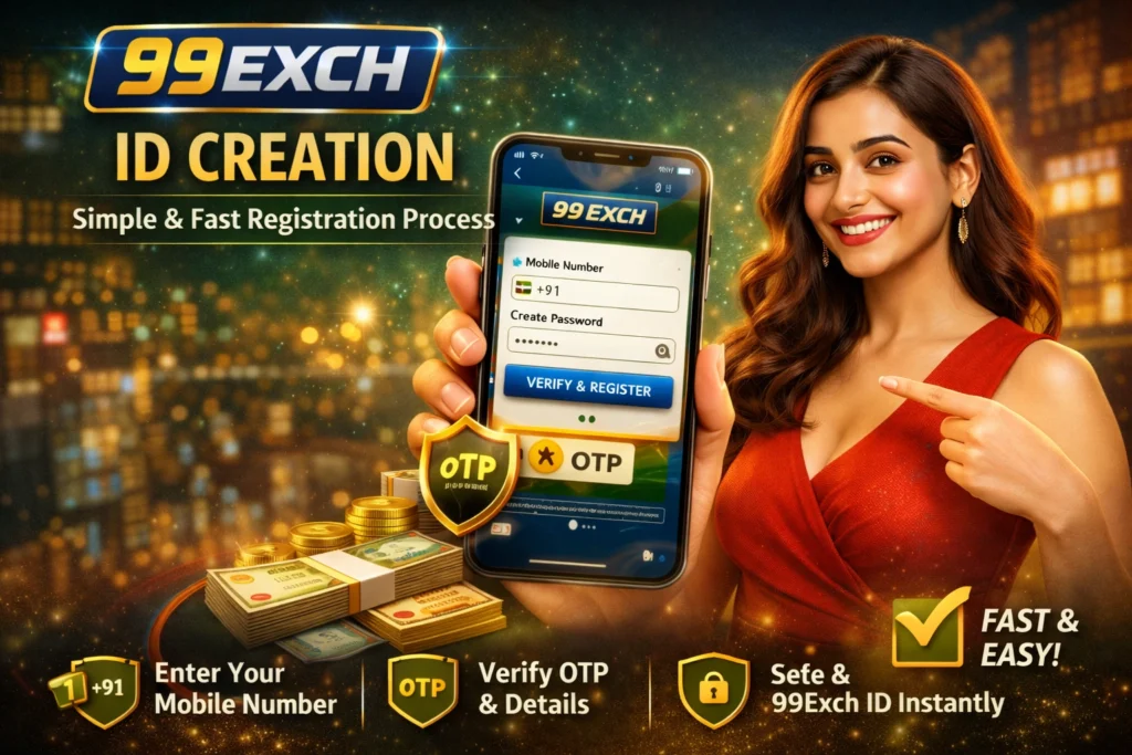 99Exch ID creation process in India with mobile number registration and OTP verification