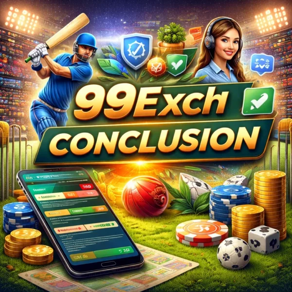 99Exch platform conclusion banner showing cricket, live betting dashboard and casino elements with official branding