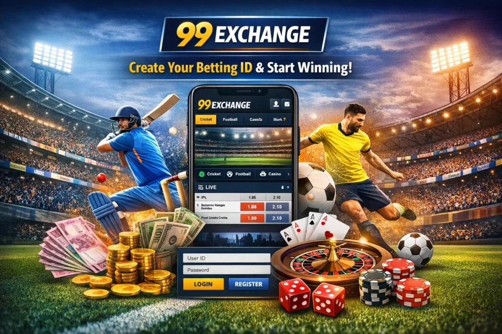 99Exchange betting ID platform showing cricket, football and live casino games in India