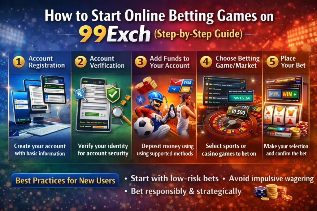 How to start online betting games on 99Exch step by step including registration, verification, deposit, and placing bets
