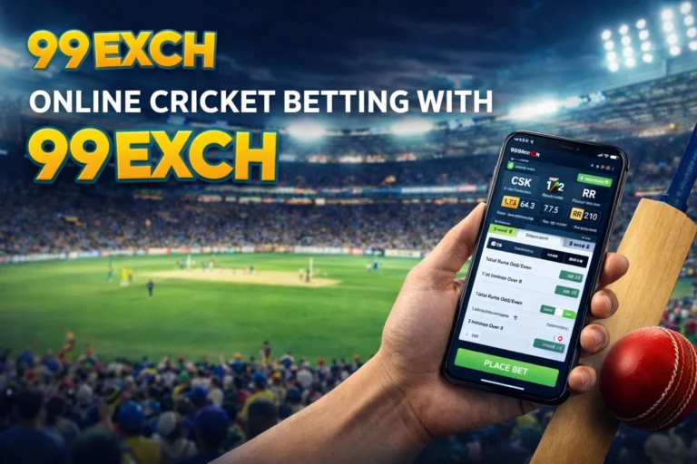 Online cricket betting with 99Exch platform showing live match odds on mobile