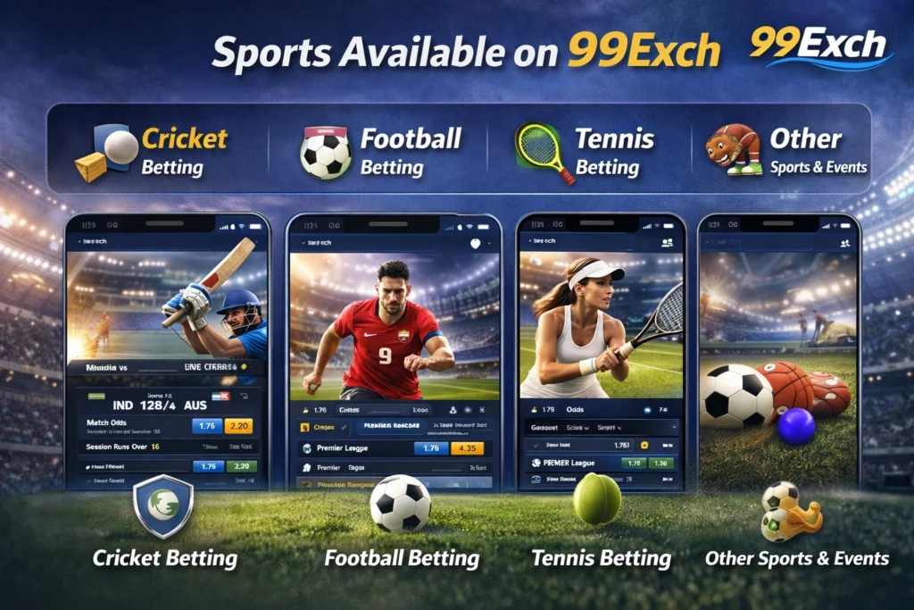 Sports available on 99Exch including cricket, football, tennis, and other online betting options in India