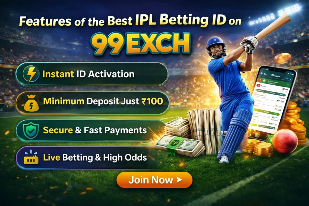 Features of the Best IPL Betting ID on 99Exch including instant ID activation, secure payments, and live betting with high odds