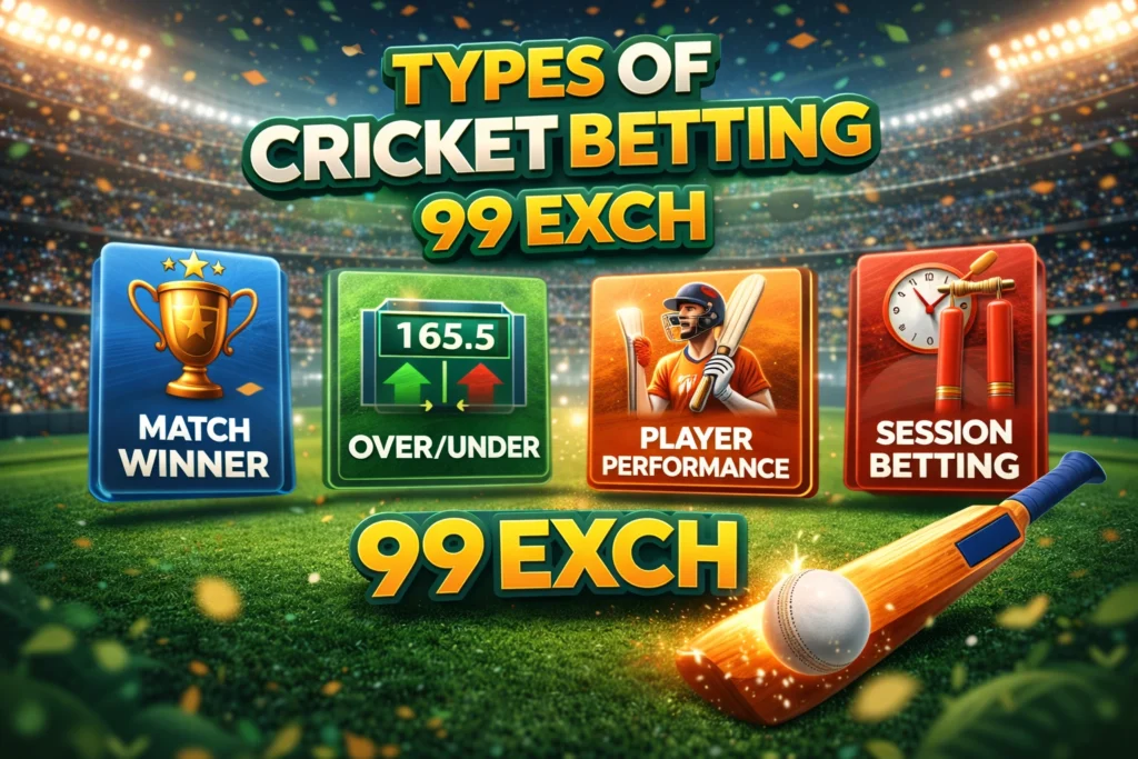 Why Cricket Betting is So Popular with 99Exch logo showing cricket bat ball and stadium representing online betting cricket markets