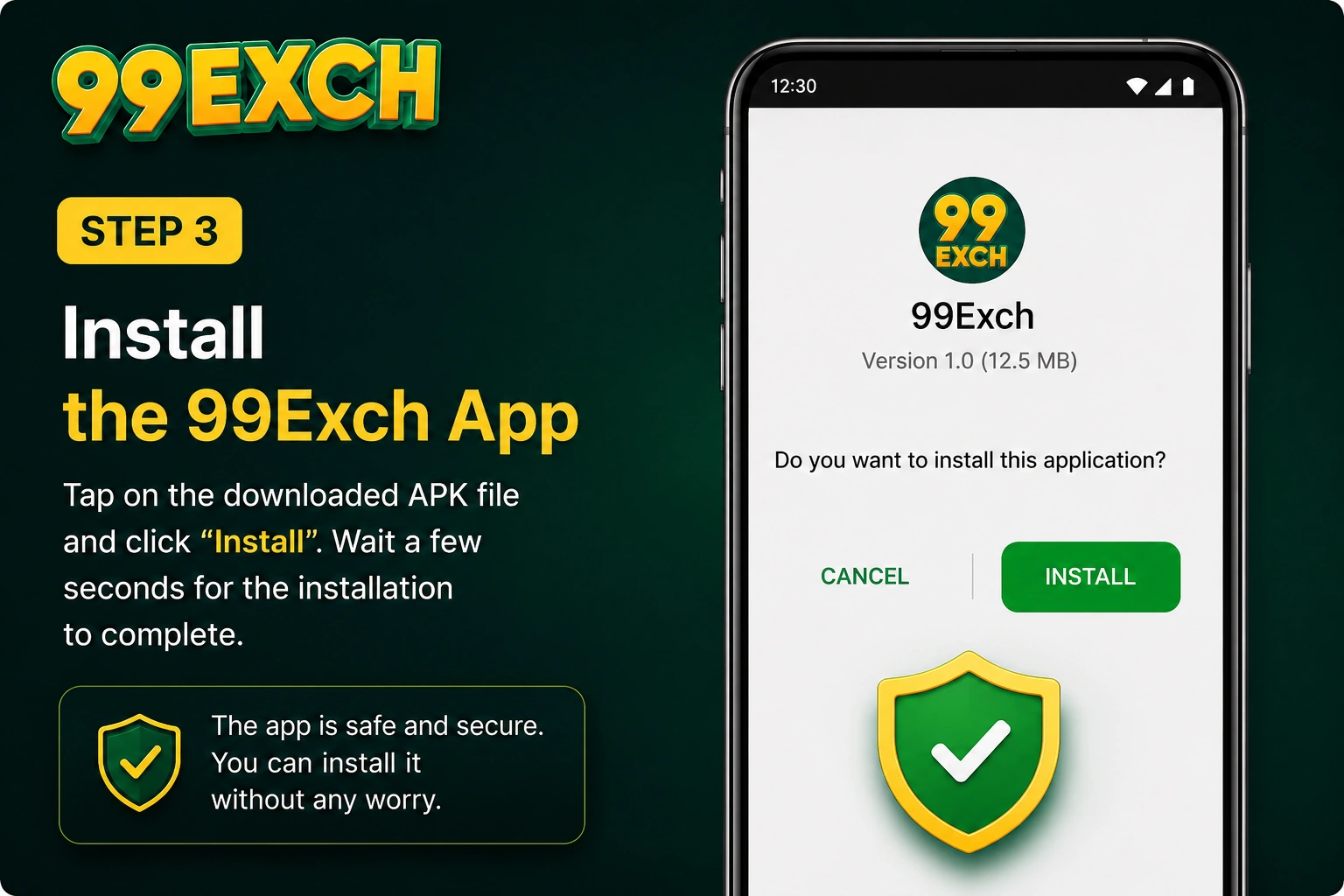 Install the downloaded 99ExCh APK on Android