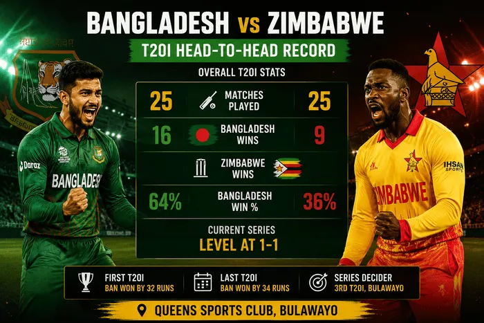 Bangladesh vs Zimbabwe T20I Head-to-Head Record 2026