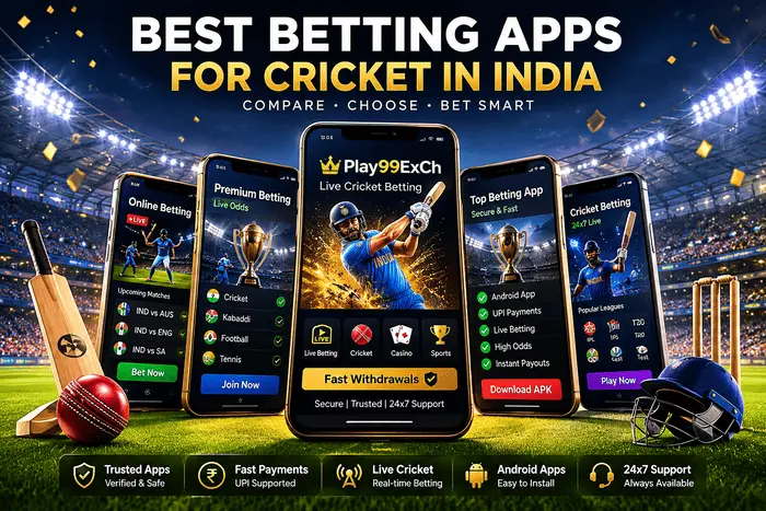 Best Betting Apps for Cricket in India comparison showing top Android betting apps with live cricket betting and UPI support