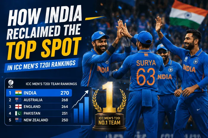 How India reclaimed the top spot in the ICC Men's T20I Rankings after the Zimbabwe series