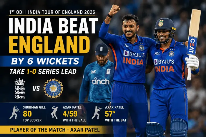 India Beat England by 6 Wickets in 1st ODI, Take 1-0 Series Lead