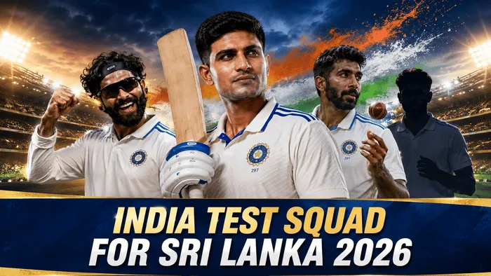 Shubman Gill leads India's Test squad for the Sri Lanka Test series 2026 as captain, with Ravindra Jadeja returning and Jasprit Bumrah included in the squad.