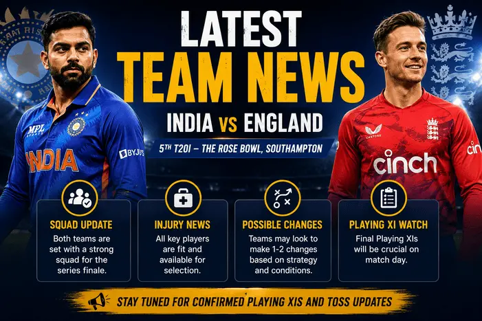India vs England 5th T20I latest team news before the series finale