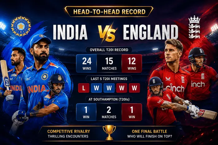 India vs England Head-to-Head Record before the 5th T20I