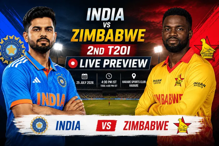India vs Zimbabwe 2nd T20I Live Preview 2026 featuring Team India and Zimbabwe players at Harare Sports Club.