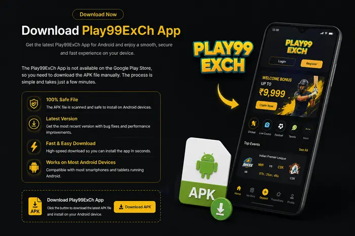 Play99ExCh App download guide showing the latest Android APK installation and mobile interface