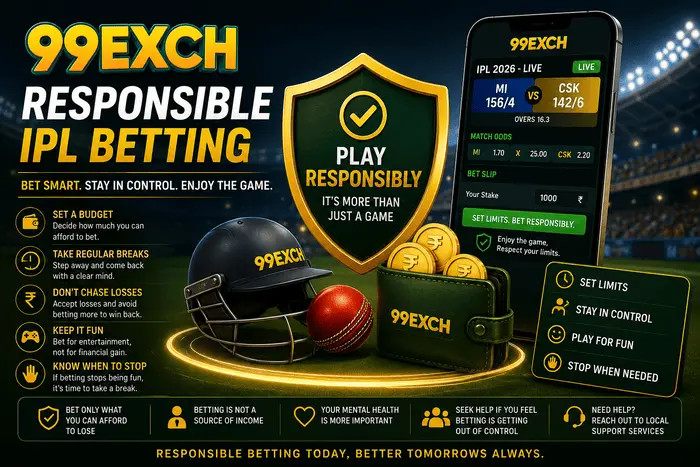 99ExCh Responsible IPL Betting illustration showing responsible betting habits, budgeting, and smart decision-making.