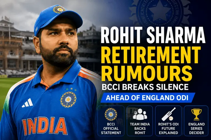 Rohit Sharma retirement rumours as BCCI issues official statement ahead of the England ODI series decider in 2026.