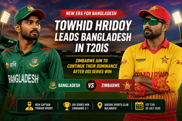 Towhid Hridoy begins Bangladesh's T20I captaincy against Zimbabwe ahead of the first T20I at Queens Sports Club.