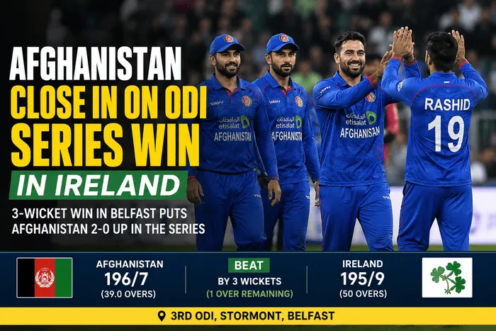 Afghanistan Close In on ODI Series Win in Ireland After 3-Wicket Victory in Belfast 2026