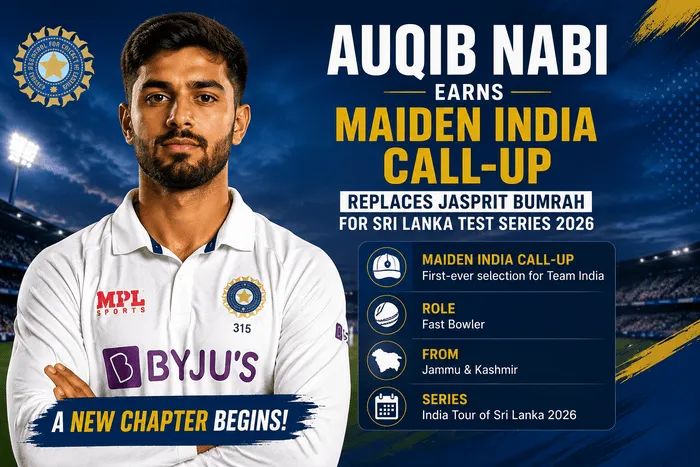 Auqib Nabi earns maiden India Test call-up as Jasprit Bumrah replacement for Sri Lanka series 2026