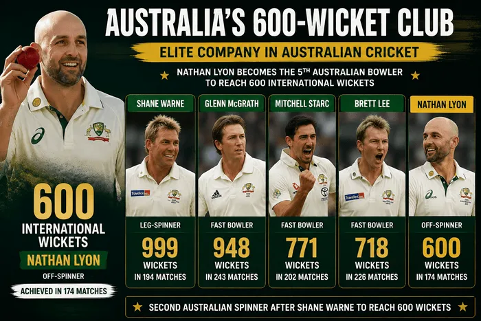 Nathan Lyon joins Australia's 600-wicket club alongside Shane Warne