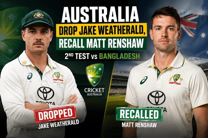 Australia drop Jake Weatherald and recall Matt Renshaw for the second Test against Bangladesh