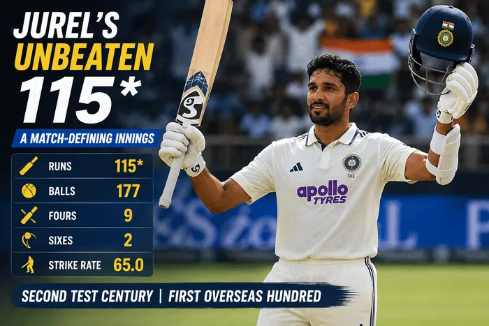 Dhruv Jurel celebrates his unbeaten 115 in the Colombo Test