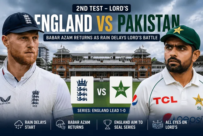 England vs Pakistan 2nd Test at Lord’s with Babar Azam returning for Pakistan