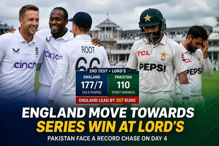 England vs Pakistan 2nd Test: England Move Towards Series Win at Lordβs