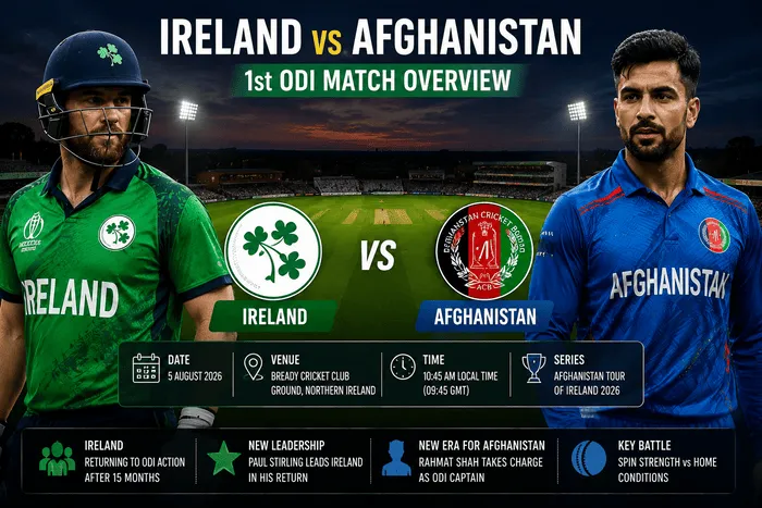 Ireland vs Afghanistan 1st ODI match overview at Bready Cricket Club Ground in 2026