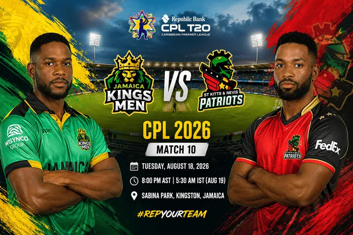 Jamaica Kingsmen vs St Kitts & Nevis Patriots players ahead of their CPL 2026 match at Sabina Park