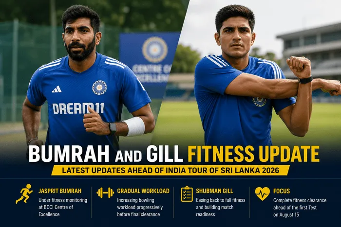 Jasprit Bumrah and Shubman Gill during fitness training ahead of India's Test tour of Sri Lanka in 2026