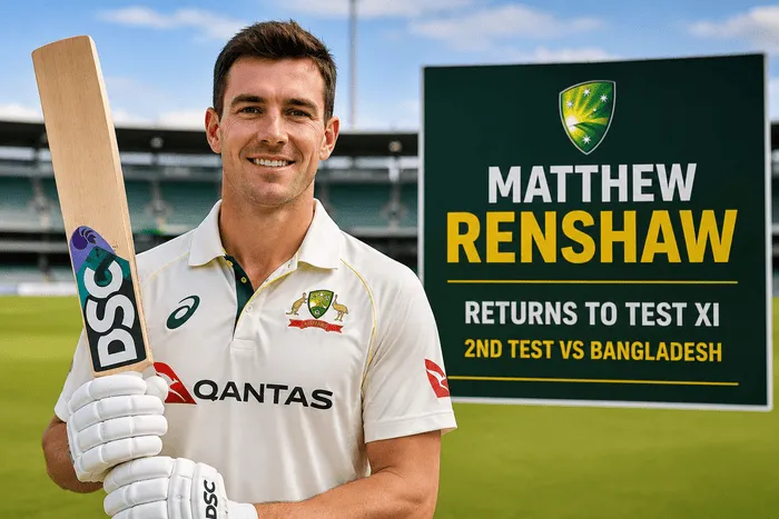 Matthew Renshaw returns to Australia's Test XI for 2nd Test vs Bangladesh