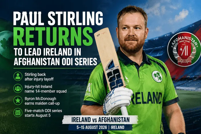 Paul Stirling returns to captain Ireland for Afghanistan ODI series 2026