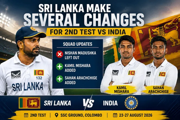 Sri Lanka make changes for 2nd Test vs India in Colombo 2026