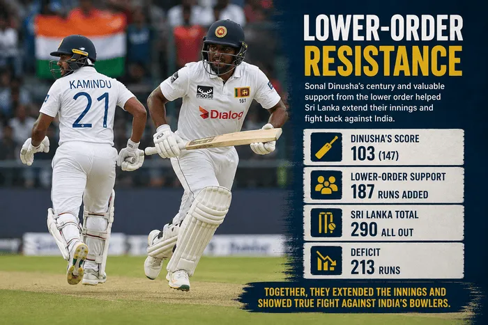 Sonal Dinusha leads Sri Lanka's lower-order resistance against India in the Colombo Test