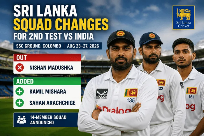 Sri Lanka squad changes for the 2nd Test against India in Colombo 2026